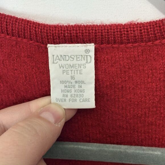 Lands End Red 100% Boiled Wool Button Up Vest Womens Size 16P Vintage Hong Kong - Picture 4 of 7